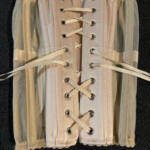 XXS Cream Corset with Sheer Panels